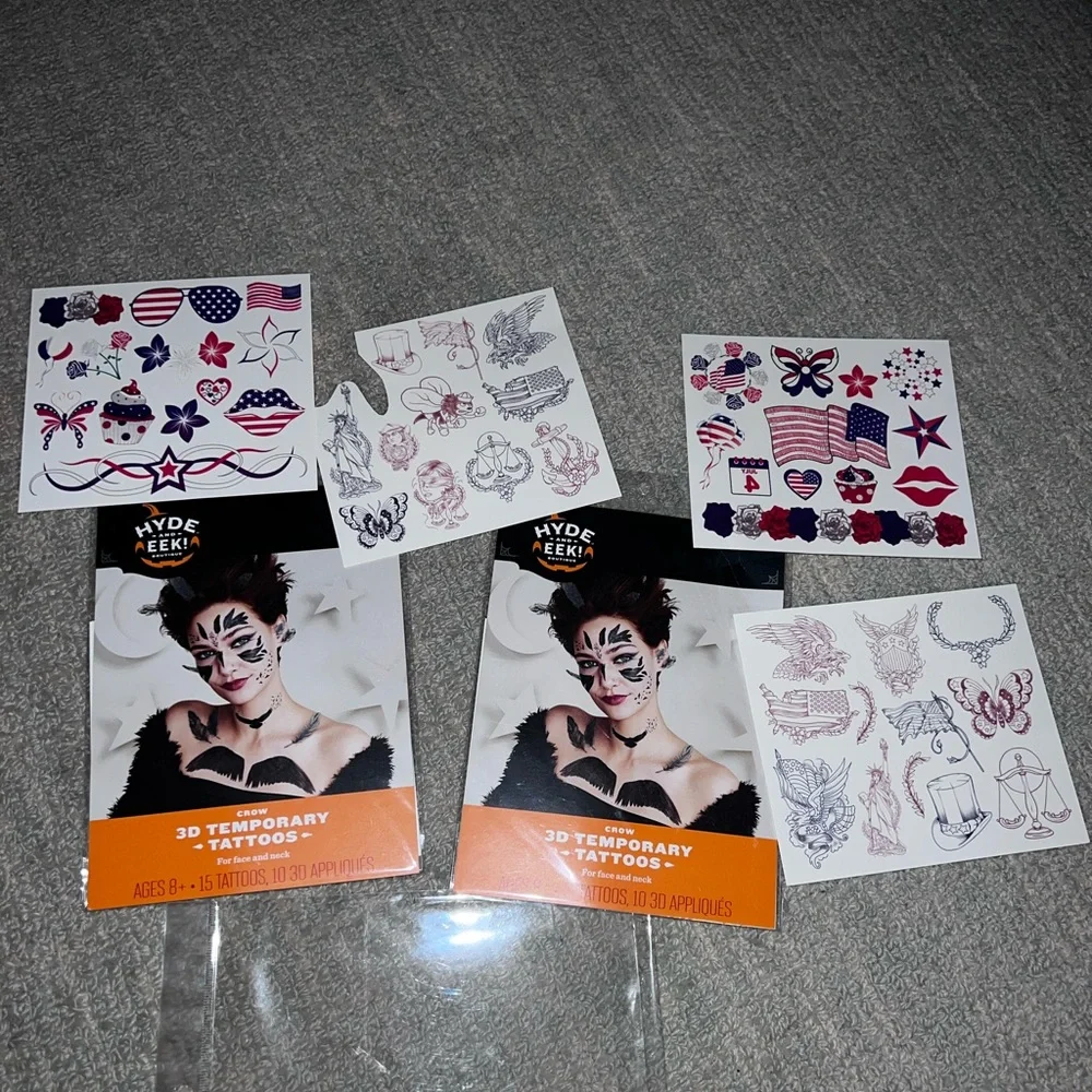 Temporary tattoo bundle; minimalist looks & Fourth of July